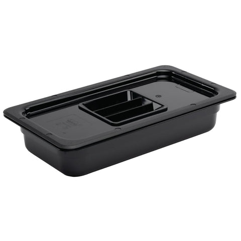Vogue Black Polycarbonate 1/3 Gastronorm Tray 65mm - U462