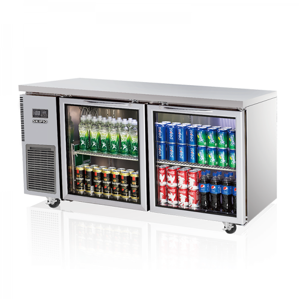 Skipio 395 Two Glass Door Underbench Fridge SGR15-2