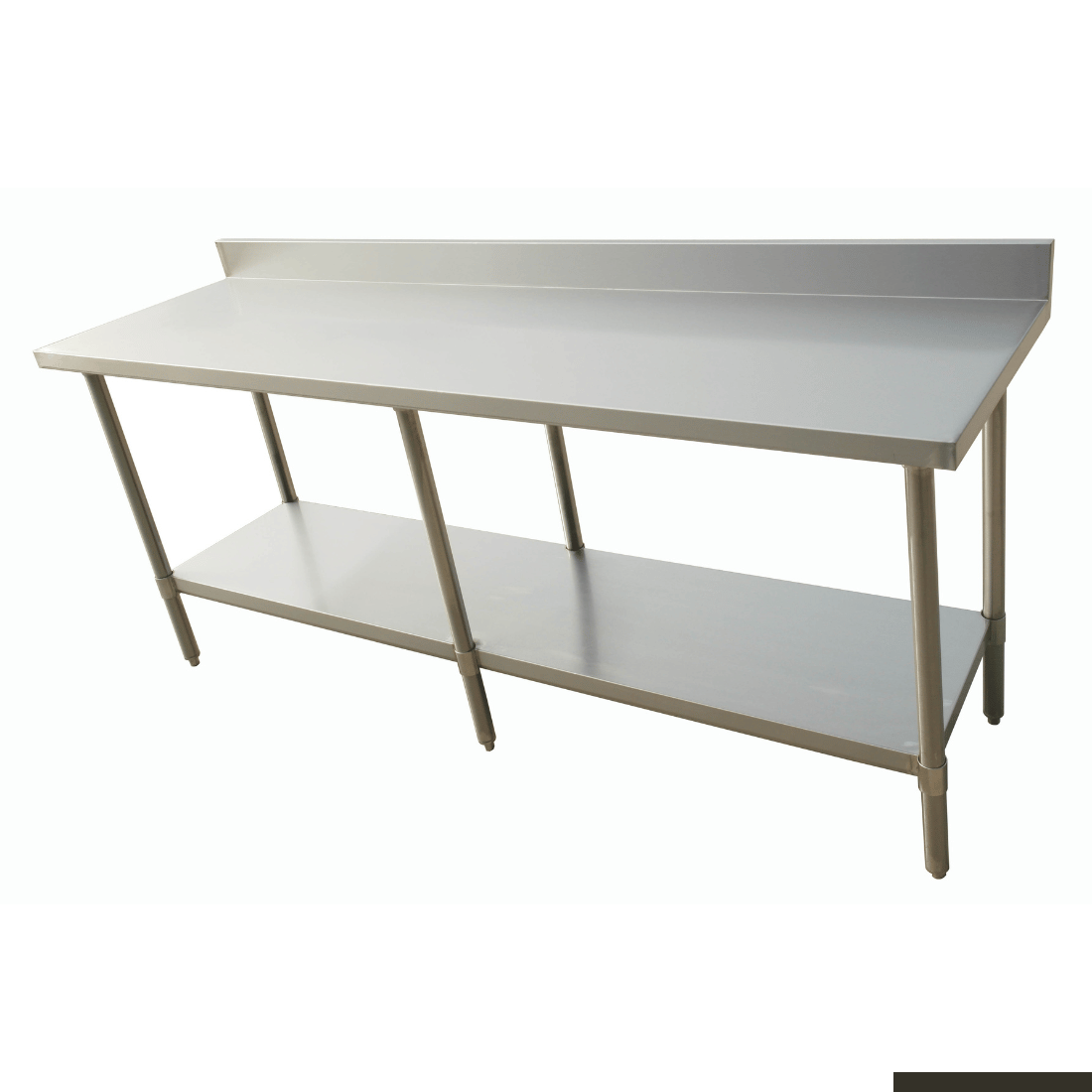 Modular Systems Economic 304 Grade Stainless Steel Table With Splashback 2400x700x900 - 6 Legs 2400-7-WBB