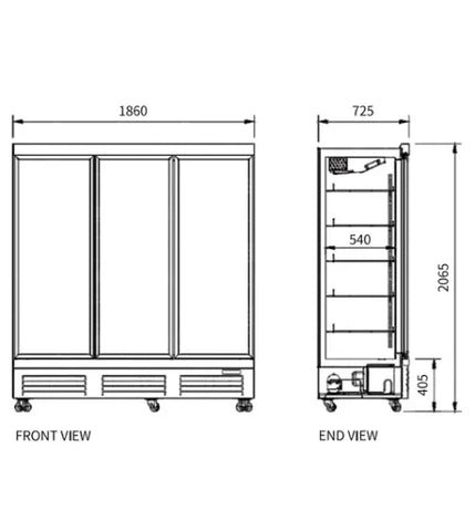 Snow Village Triple Glass Door Display Freezer LD-1860FX