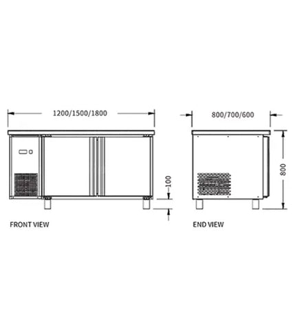 Snow Village Stainless Double Door Workbench Freezer PLD-18N2F (700MM)