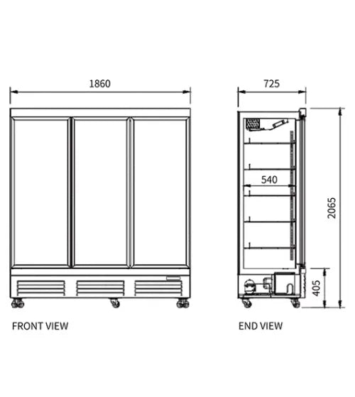 Snow Village Triple Glass Door Display Fridge LC-1860FX