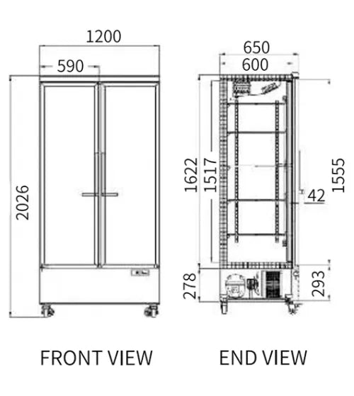 Snow Village Double Glass Door Display Fridge LC-1200FXC