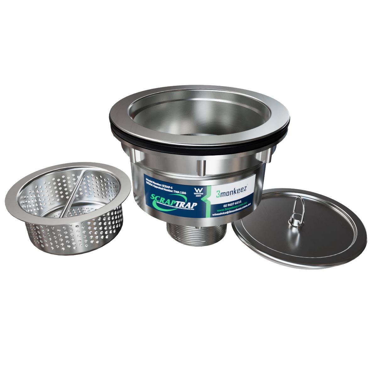 3Monkeez 304 Cast Stainless Sink Waste Arrestor (127mm) - SCRAP-S