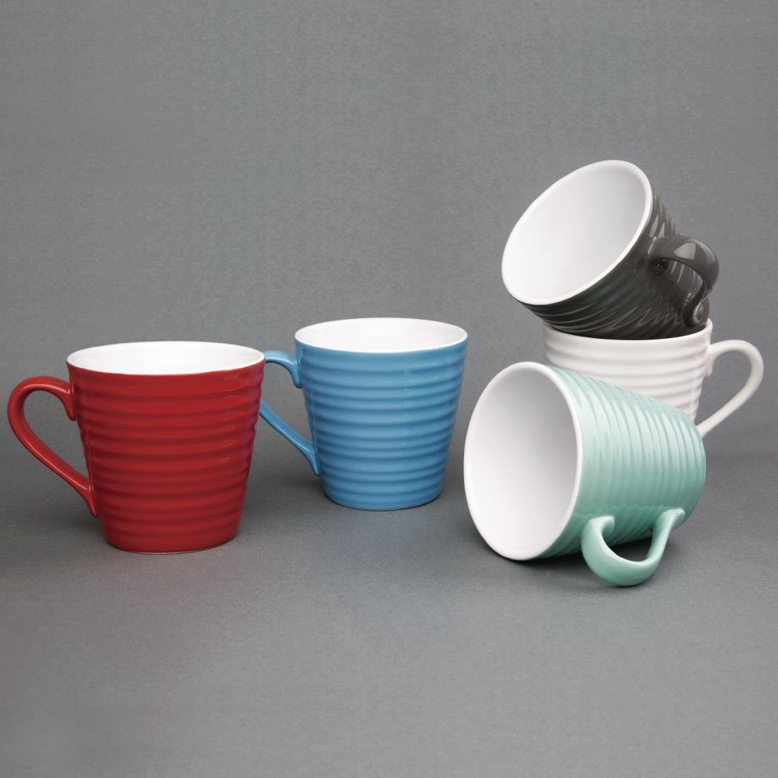 Olympia Cafe Mug White Ripple - 340ml (Box 6) - DH633