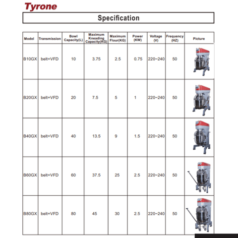 Tyrone Heavy Duty Planetary Mixer 40L B40GX