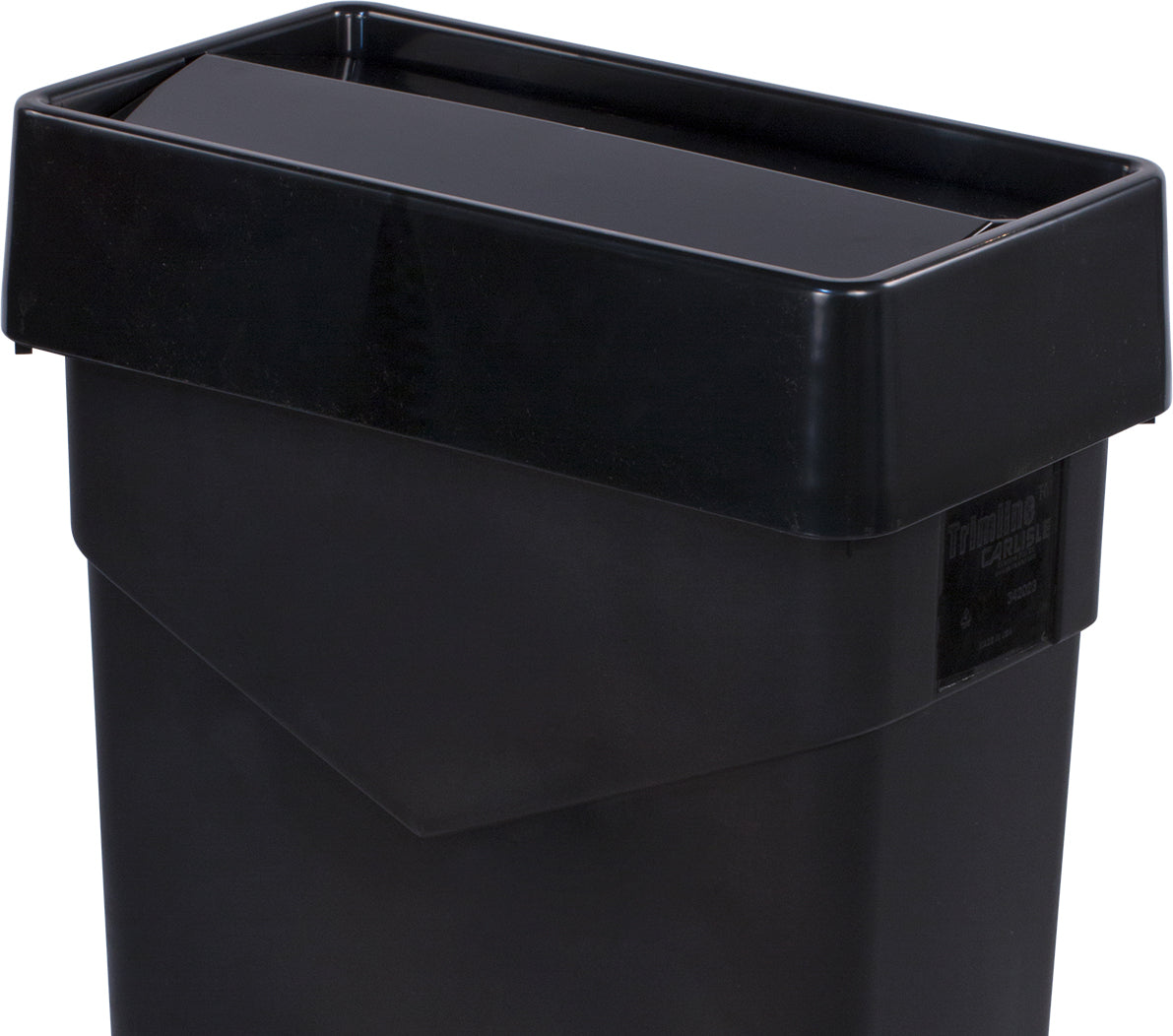 Carlisle Trimline™ Black Rectangular Swing Top Waste Container Lid 513mm x 294mm x 114mm - 34202403