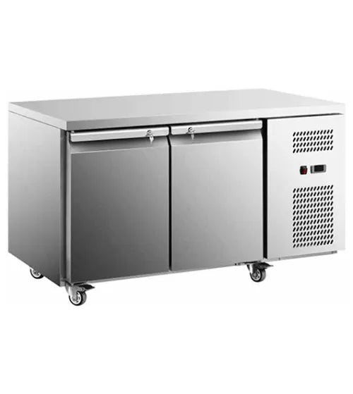 Snow Village Stainless Steel Double Door Workbench Fridge GNR1360T2