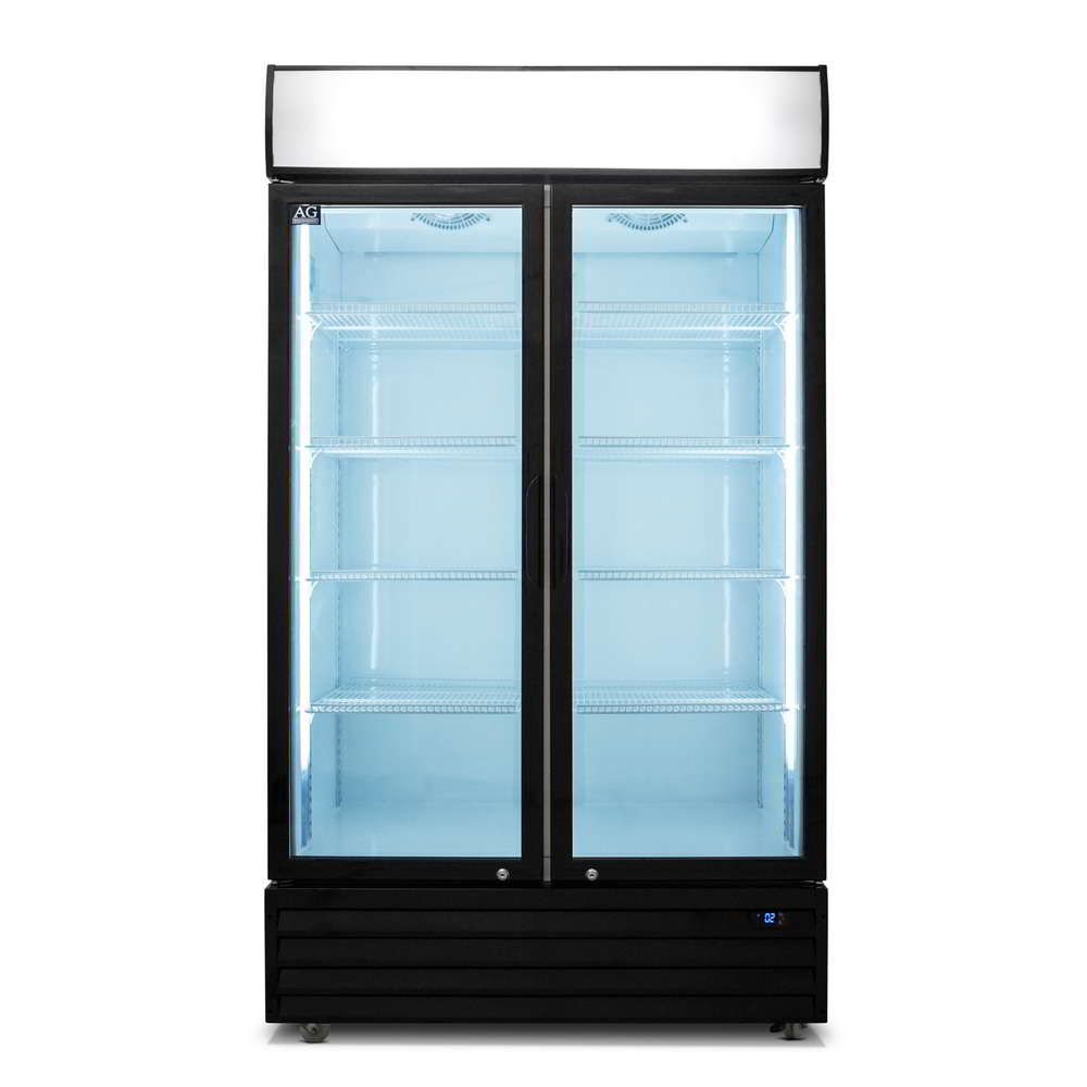 AG Equipment 800L Double Glass Door Upright Display Fridge CU800TNG