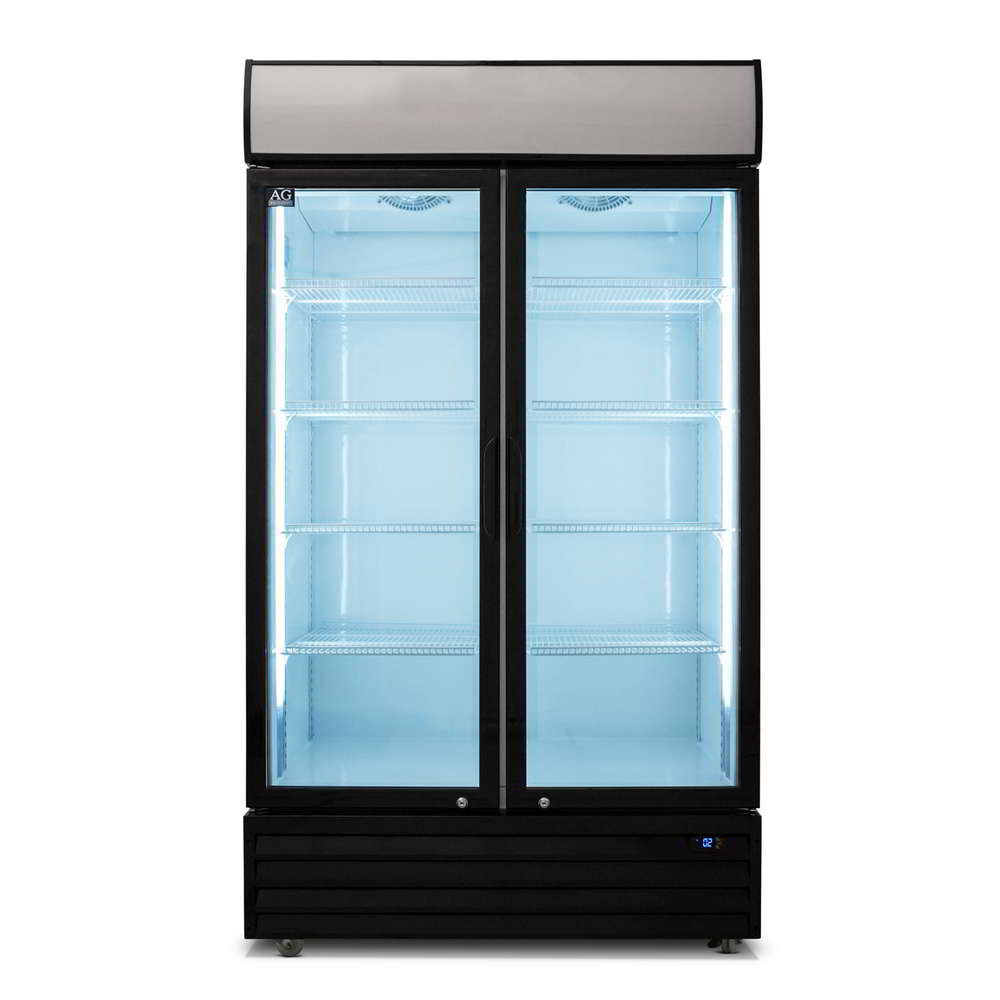 AG Equipment 800L Double Glass Door Upright Display Fridge CU800TNG