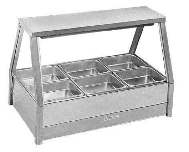 Roband Straight Glass Hot Food Display Bar, 6 pans double row with Both-Side Roller Door - E23RDRD