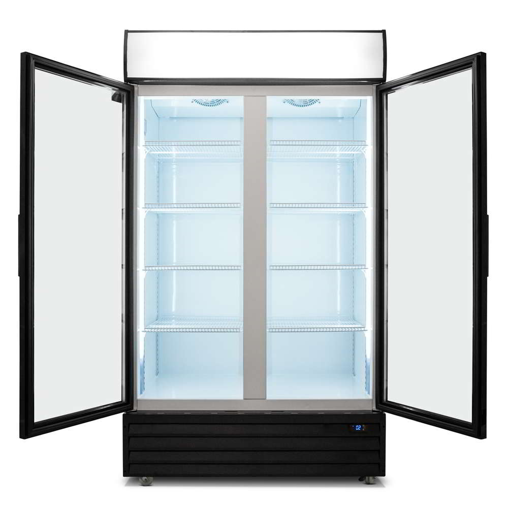 AG Equipment 800L Double Glass Door Upright Display Fridge CU800TNG