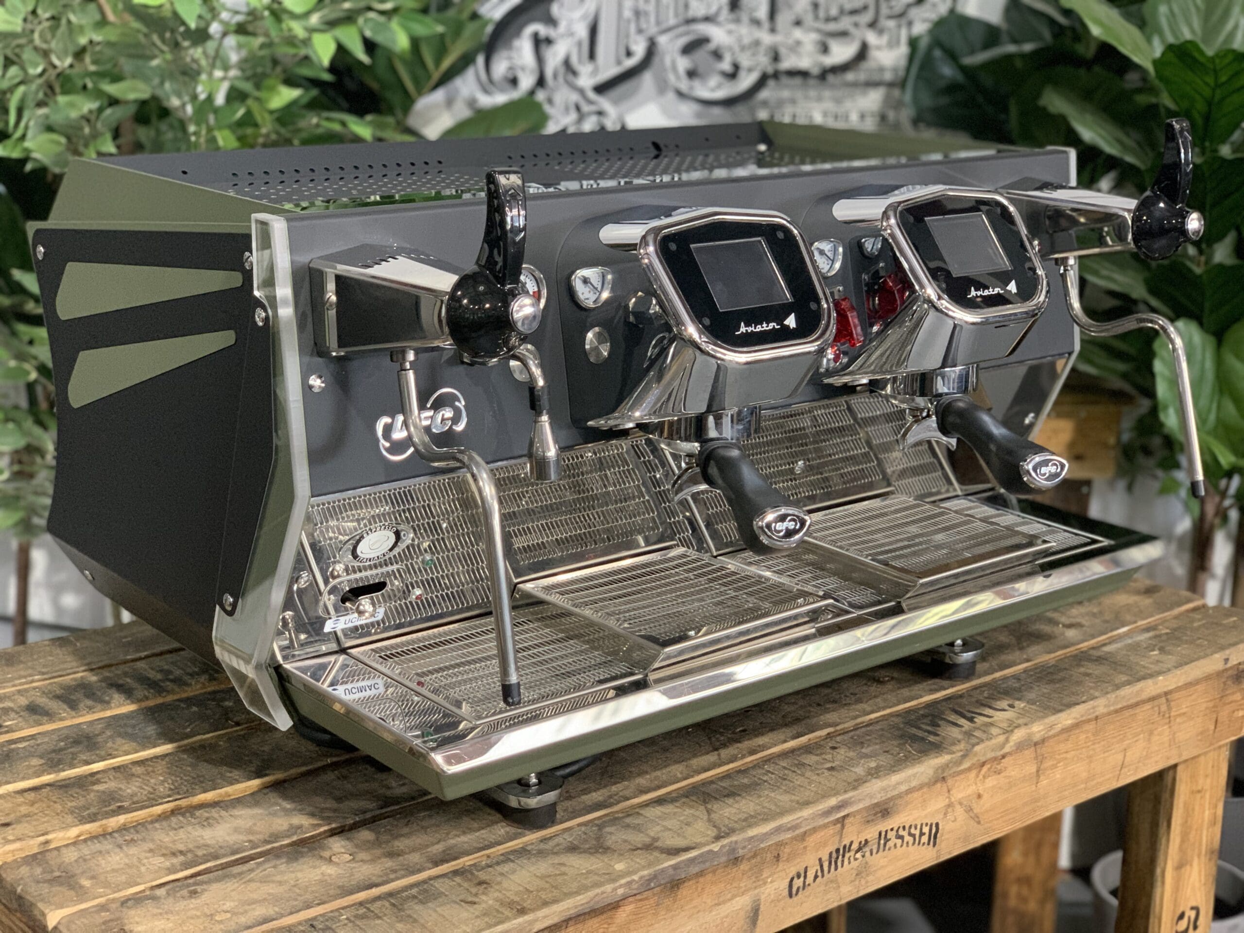 BFC Aviator Dark Green - 2 Group Commercial Espresso Machine - Black
