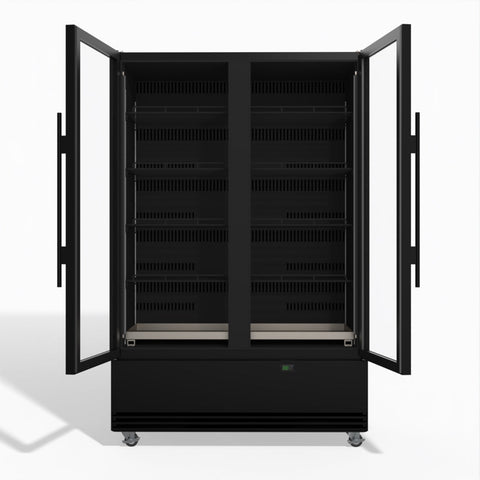 Skope BME1200N-A 2 Glass Door Display or Storage Fridge 1079L - Black - BME1200N-A