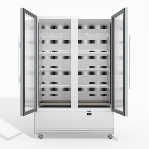 Skope BME1200N-A 2 Glass Door Display or Storage Fridge 1079L - White - BME1200N-A