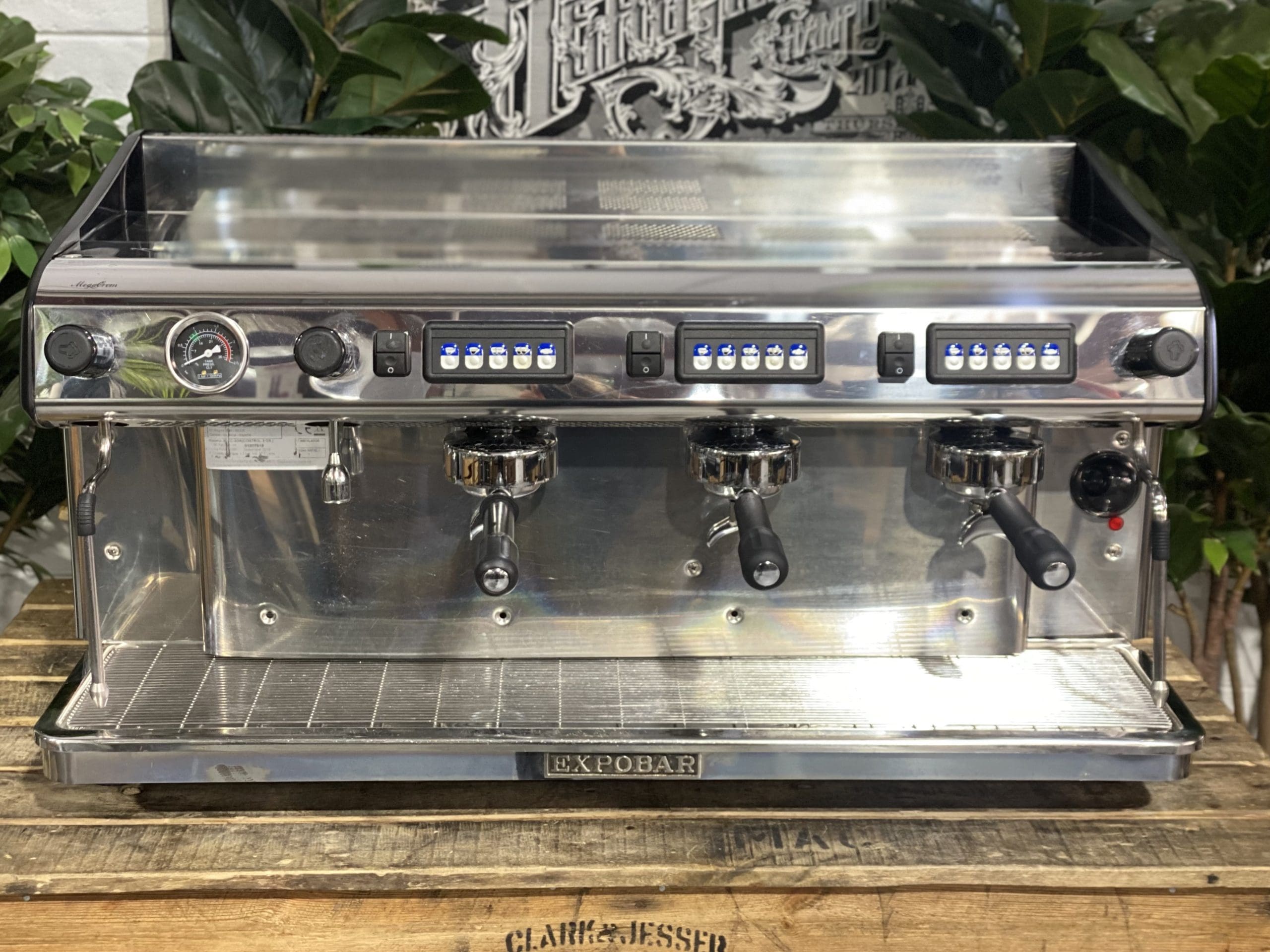 Expobar MegaCrem High Cup Stainless - 3 Group Commercial Espresso Machine - Black