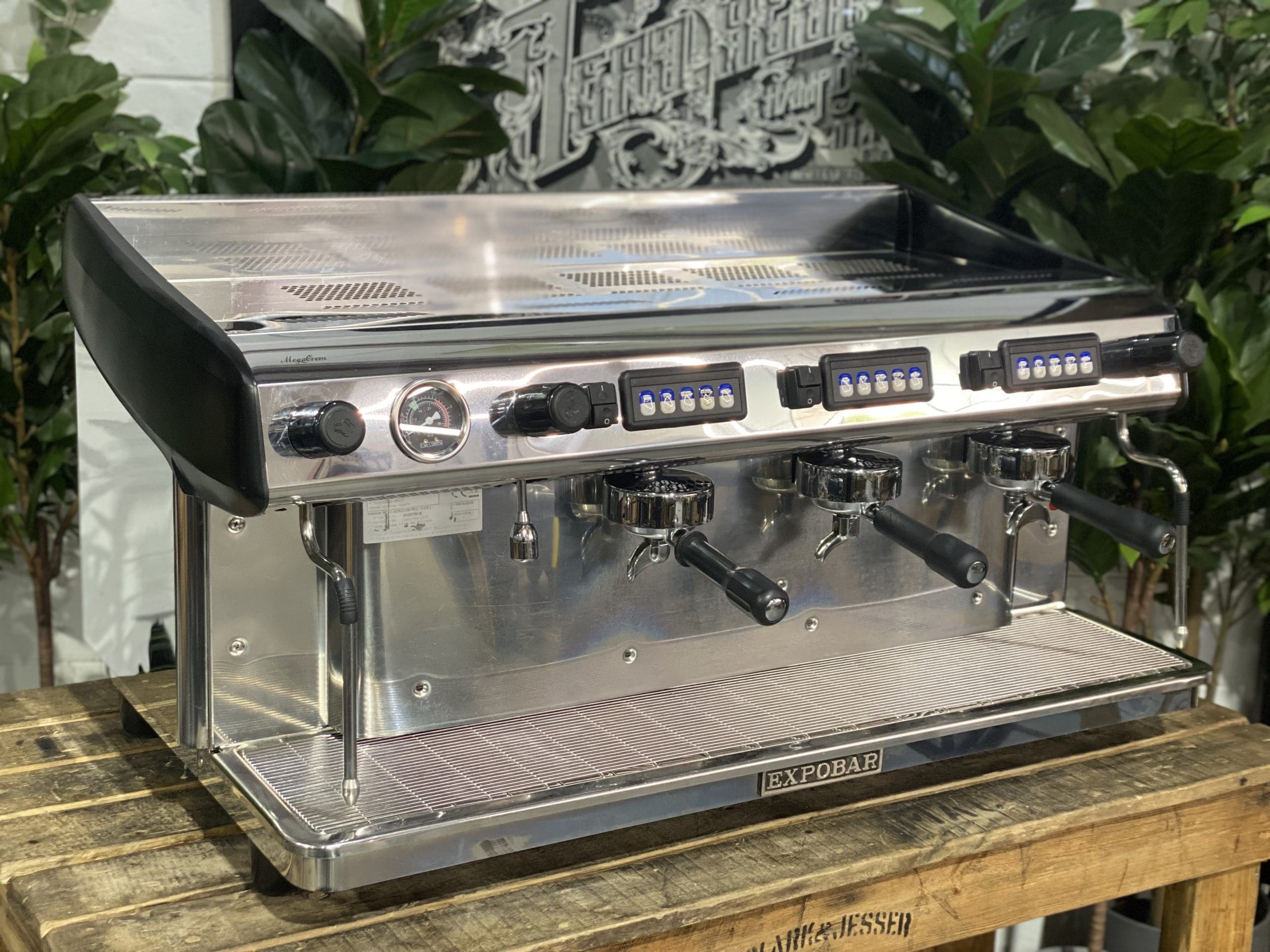 Expobar MegaCrem High Cup Stainless - 3 Group Commercial Espresso Machine - Black