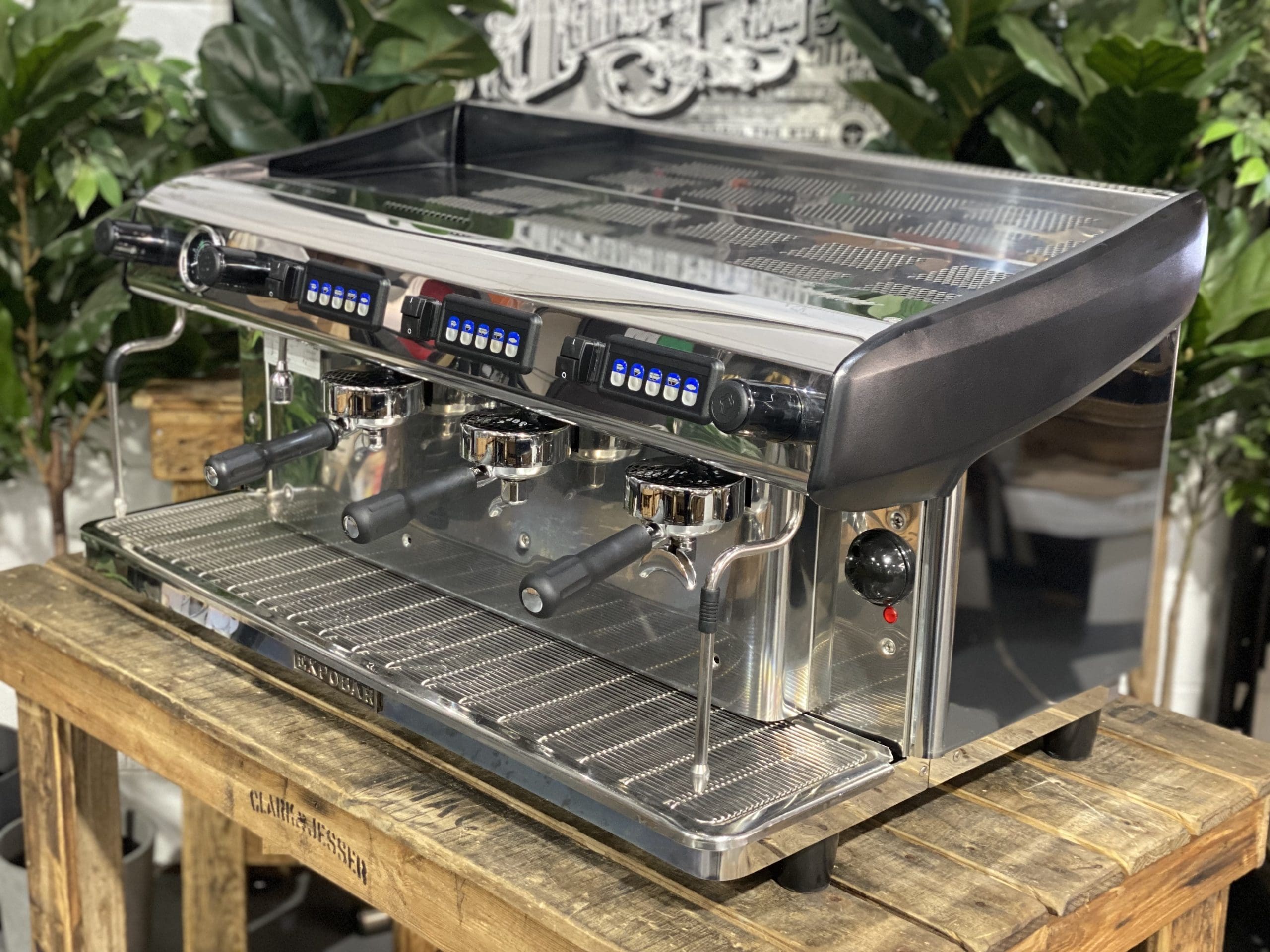 Expobar MegaCrem High Cup Stainless - 3 Group Commercial Espresso Machine - Black
