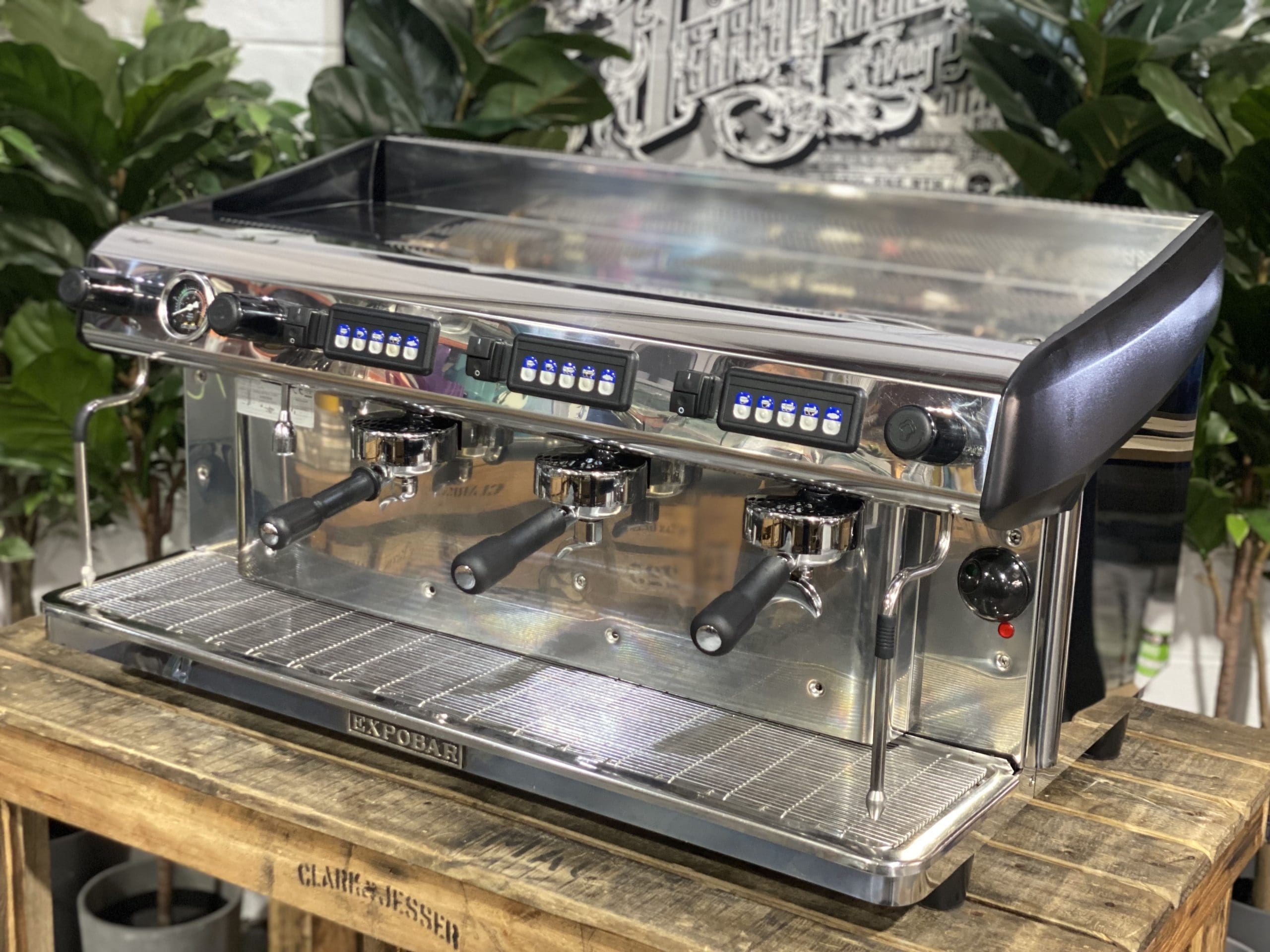 Expobar MegaCrem High Cup Stainless - 3 Group Commercial Espresso Machine - Black