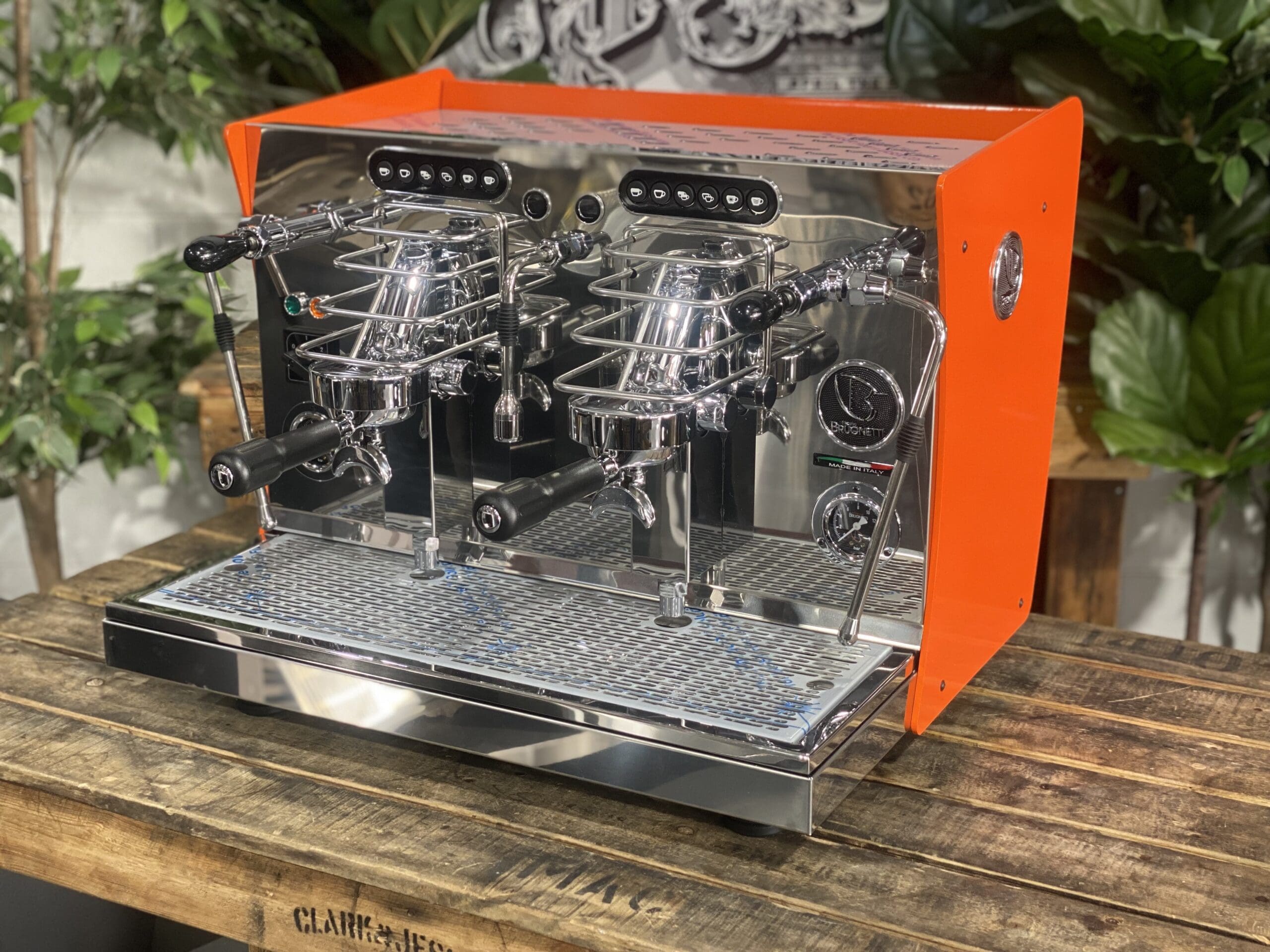 Brugnetti Giulia Manufactum Custom - 2 Group Commercial Espresso Machine - Orange