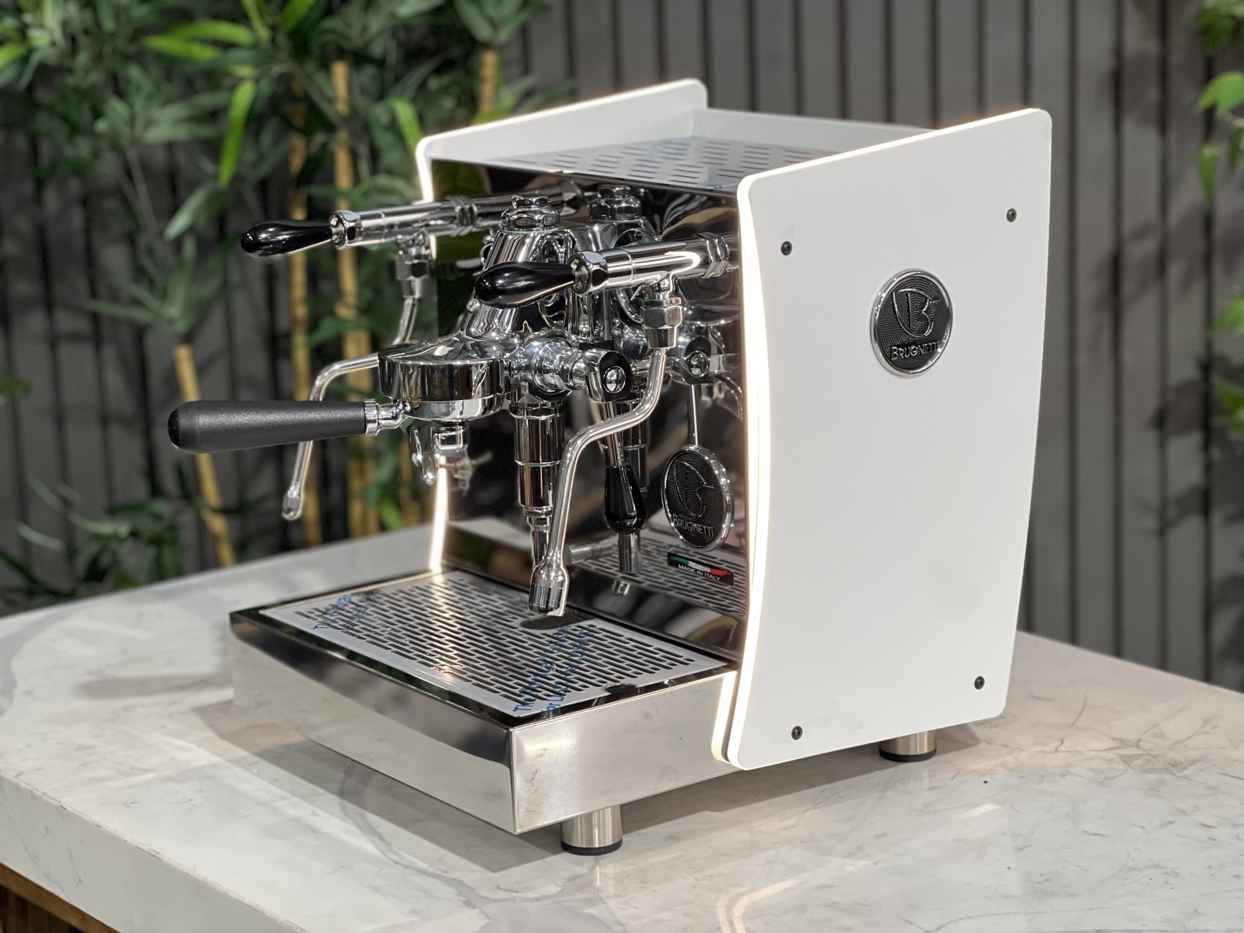Brugnetti Giulietta White & w/ Side Lights - 1 Group Commercial Espresso Machine - Stainless