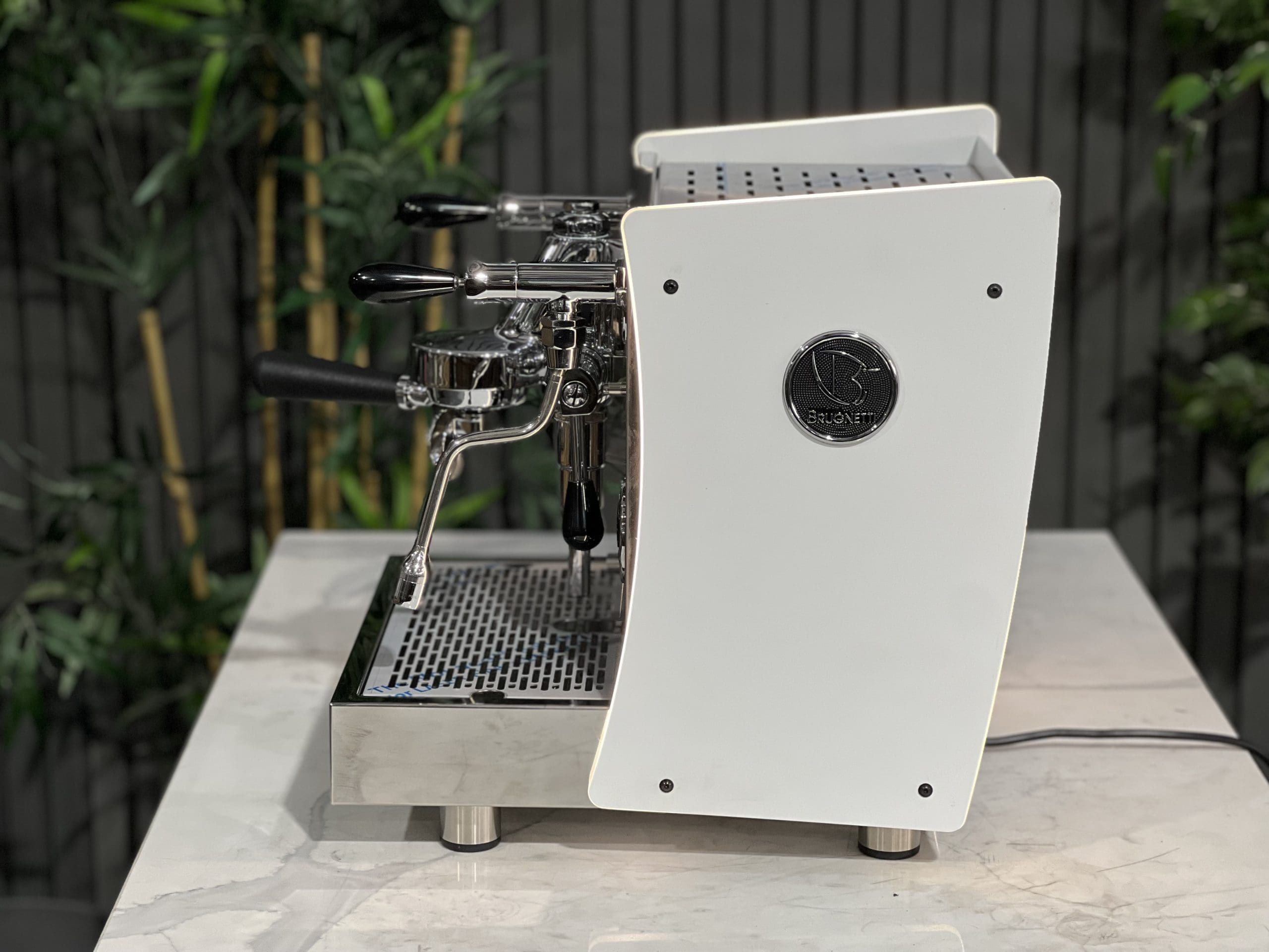 Brugnetti Giulietta White & w/ Side Lights - 1 Group Commercial Espresso Machine - Stainless