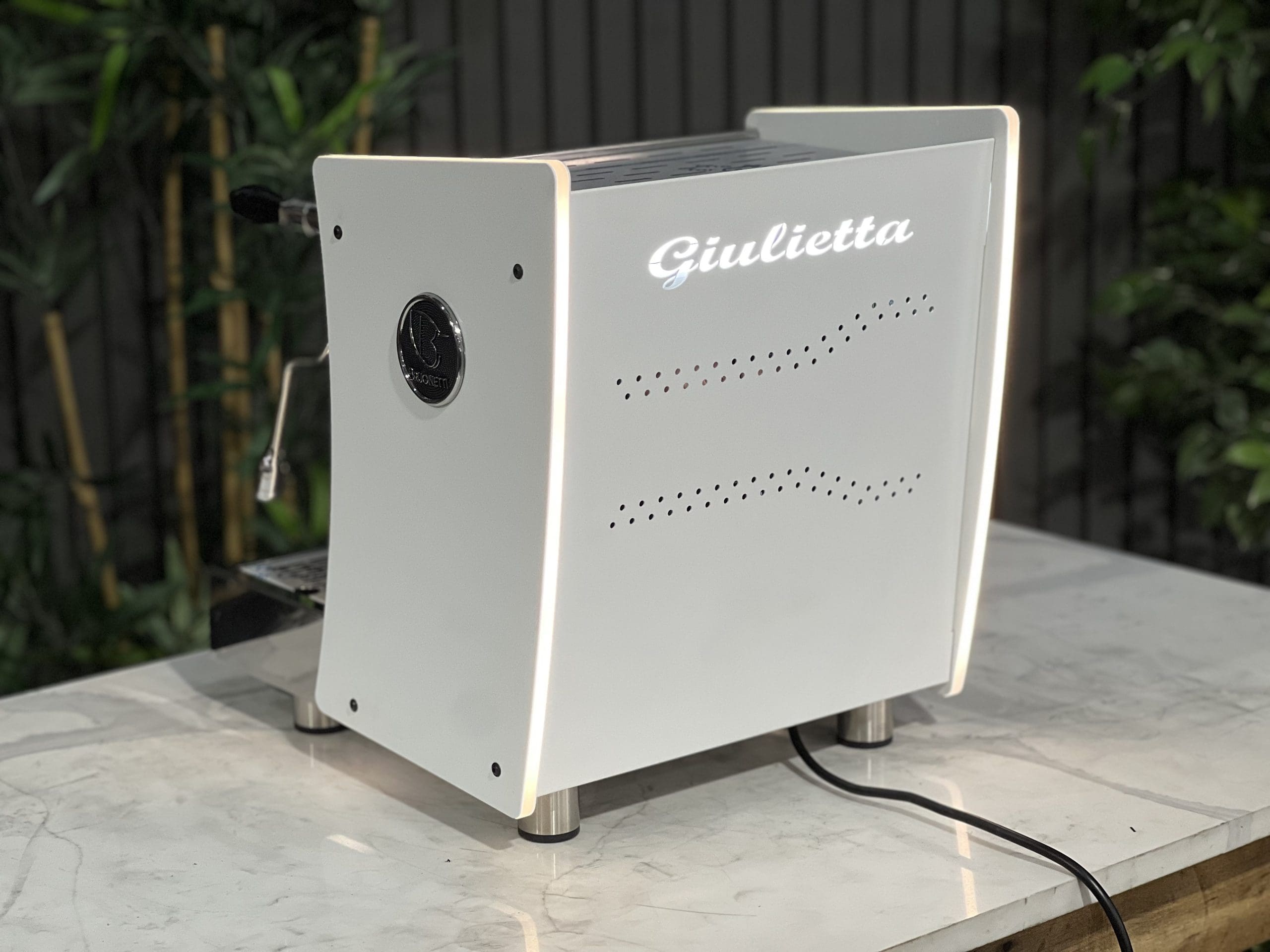 Brugnetti Giulietta White & w/ Side Lights - 1 Group Commercial Espresso Machine - Stainless