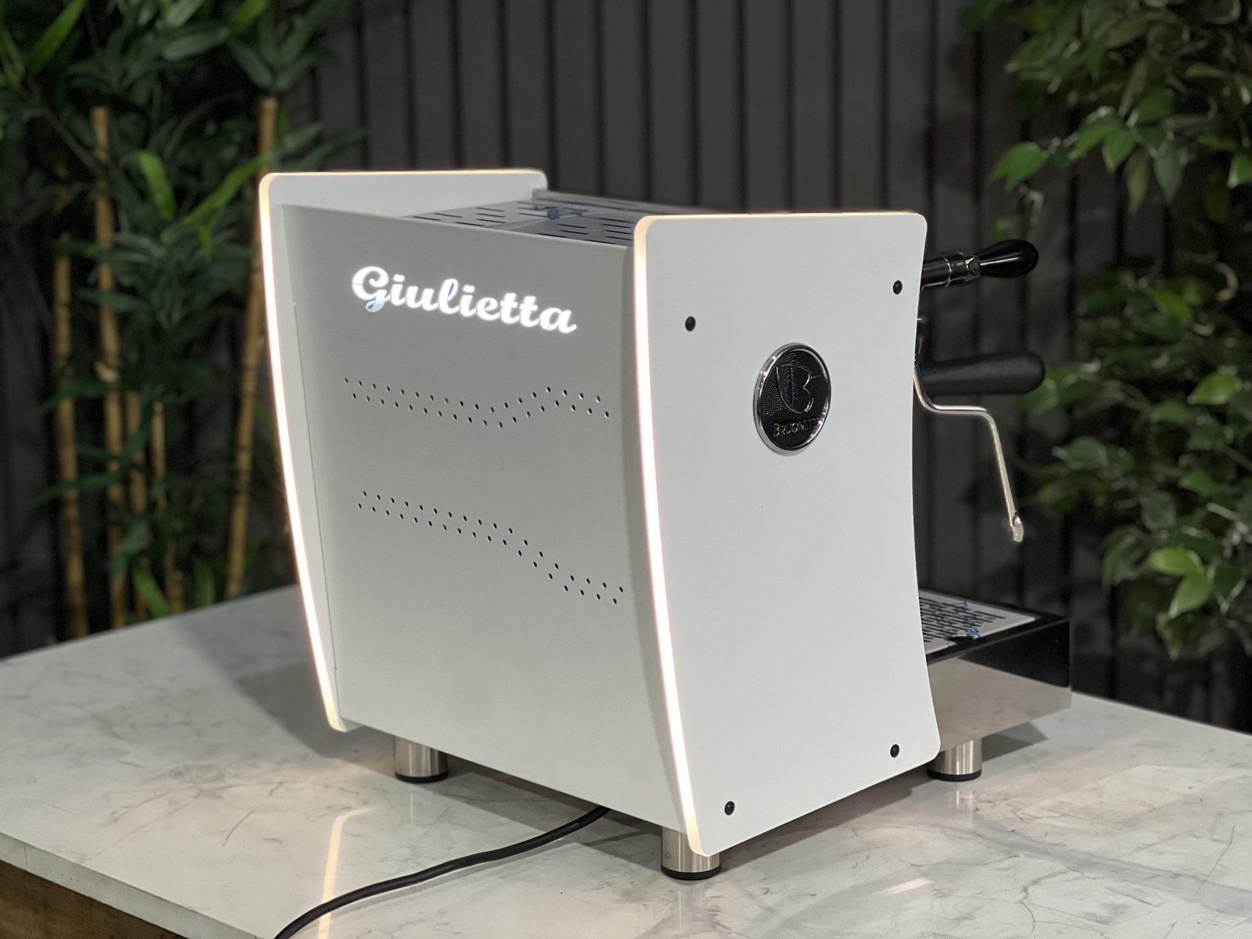 Brugnetti Giulietta White & w/ Side Lights - 1 Group Commercial Espresso Machine - Stainless