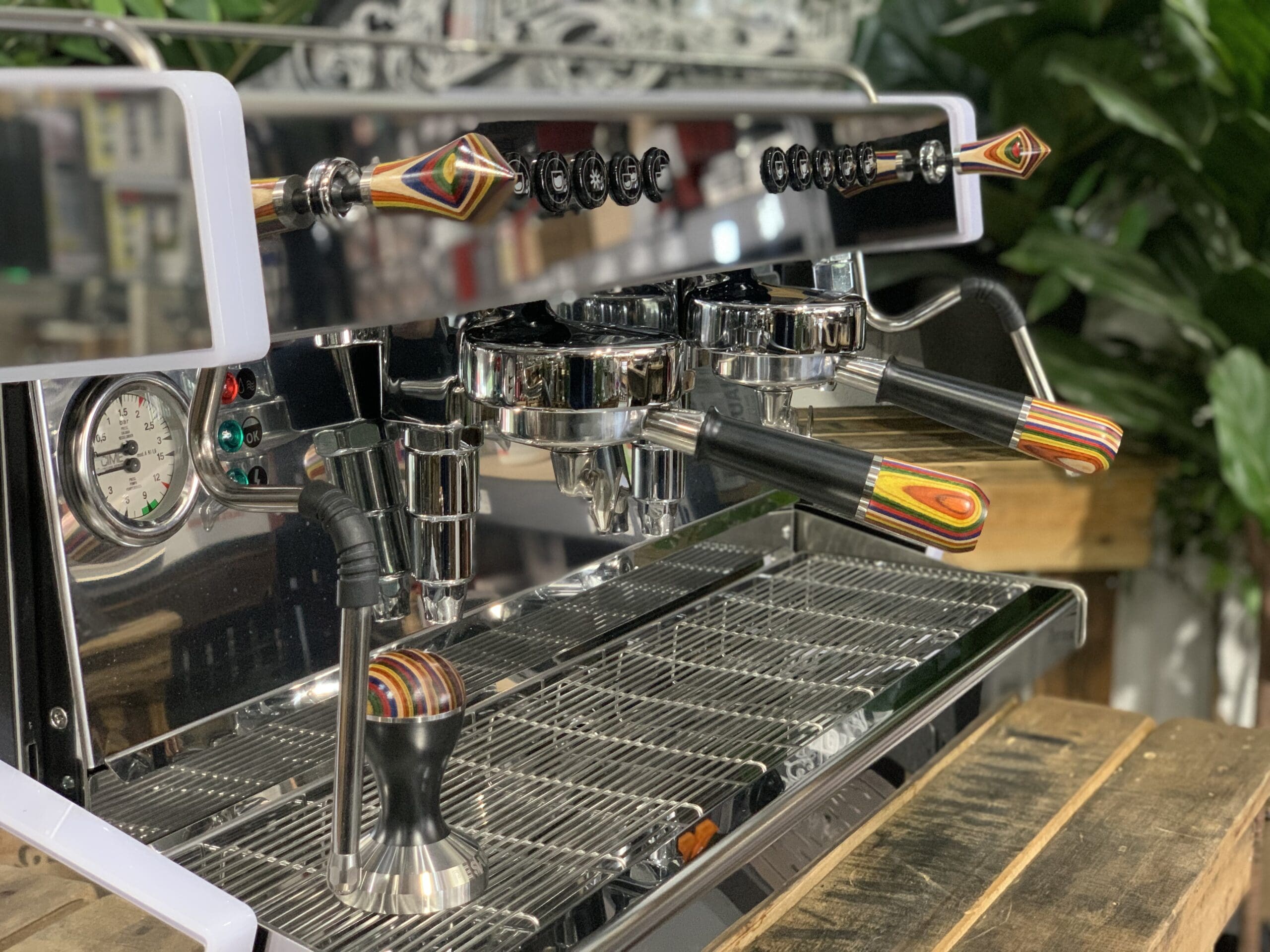 Cime CO-03 NEO E61 with Multi Colour Skateboard & Grips - 2 Group Commercial Espresso Machine - Black