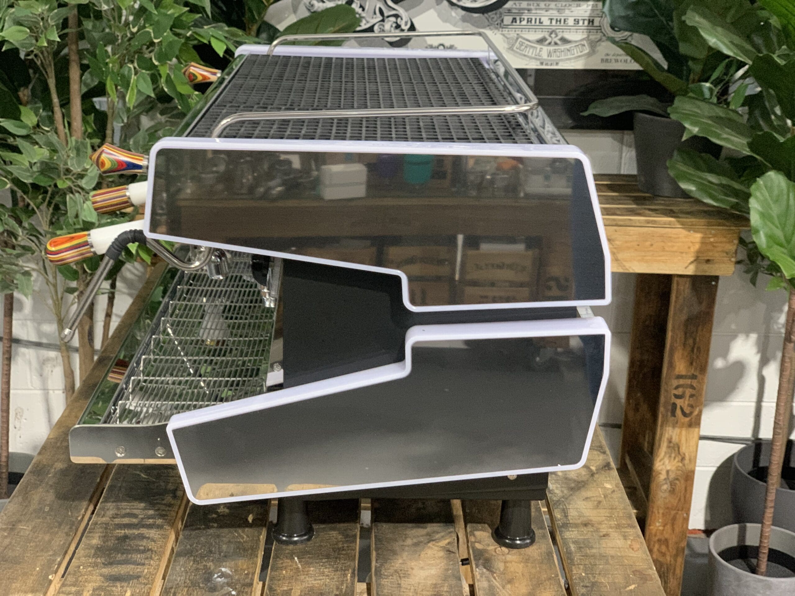 CIME CO-03 NEO White & Skateboard White With Tamper - 2 Group Commercial Espresso Machine - Timber