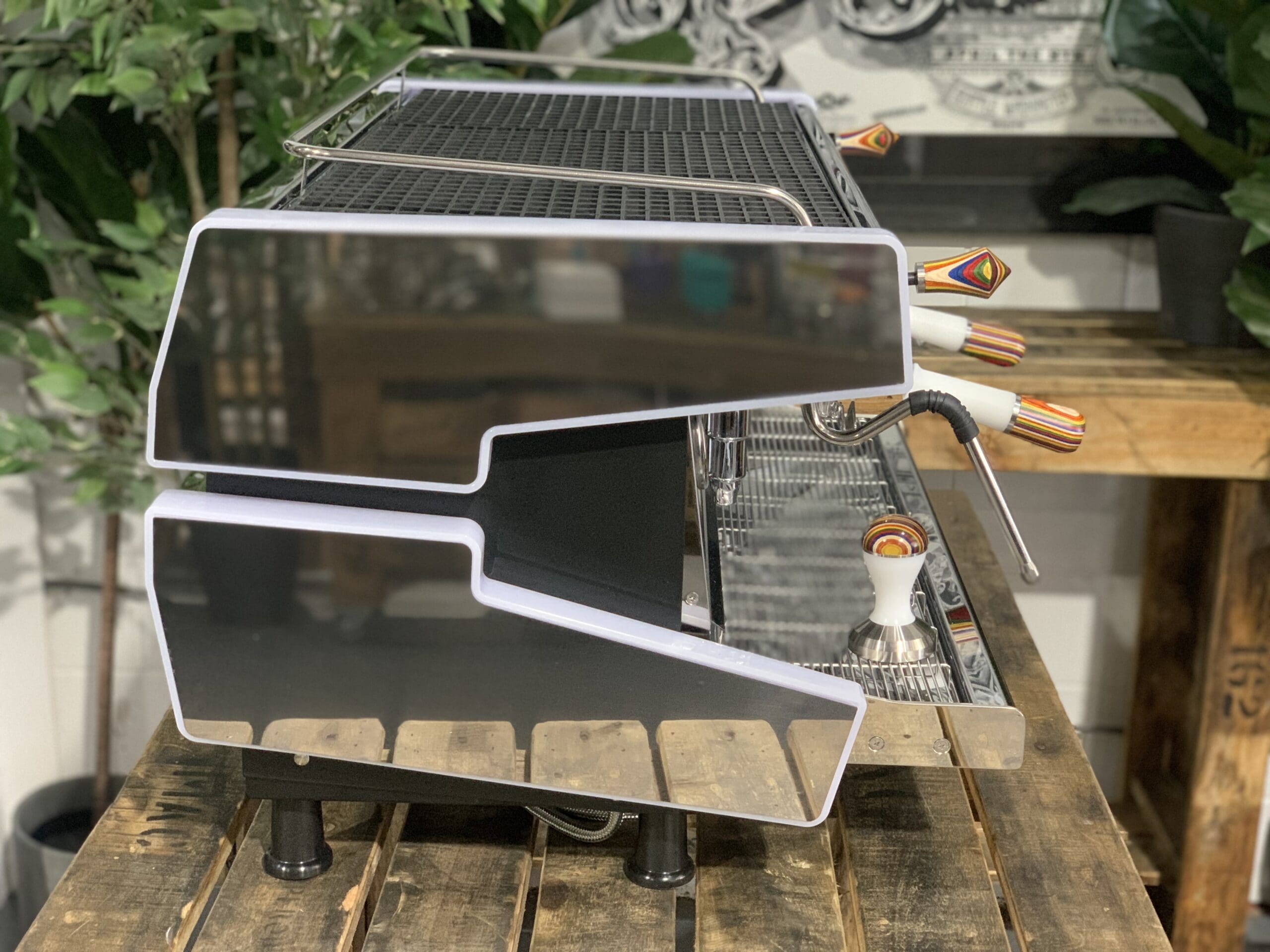 CIME CO-03 NEO White & Skateboard White With Tamper - 2 Group Commercial Espresso Machine - Timber