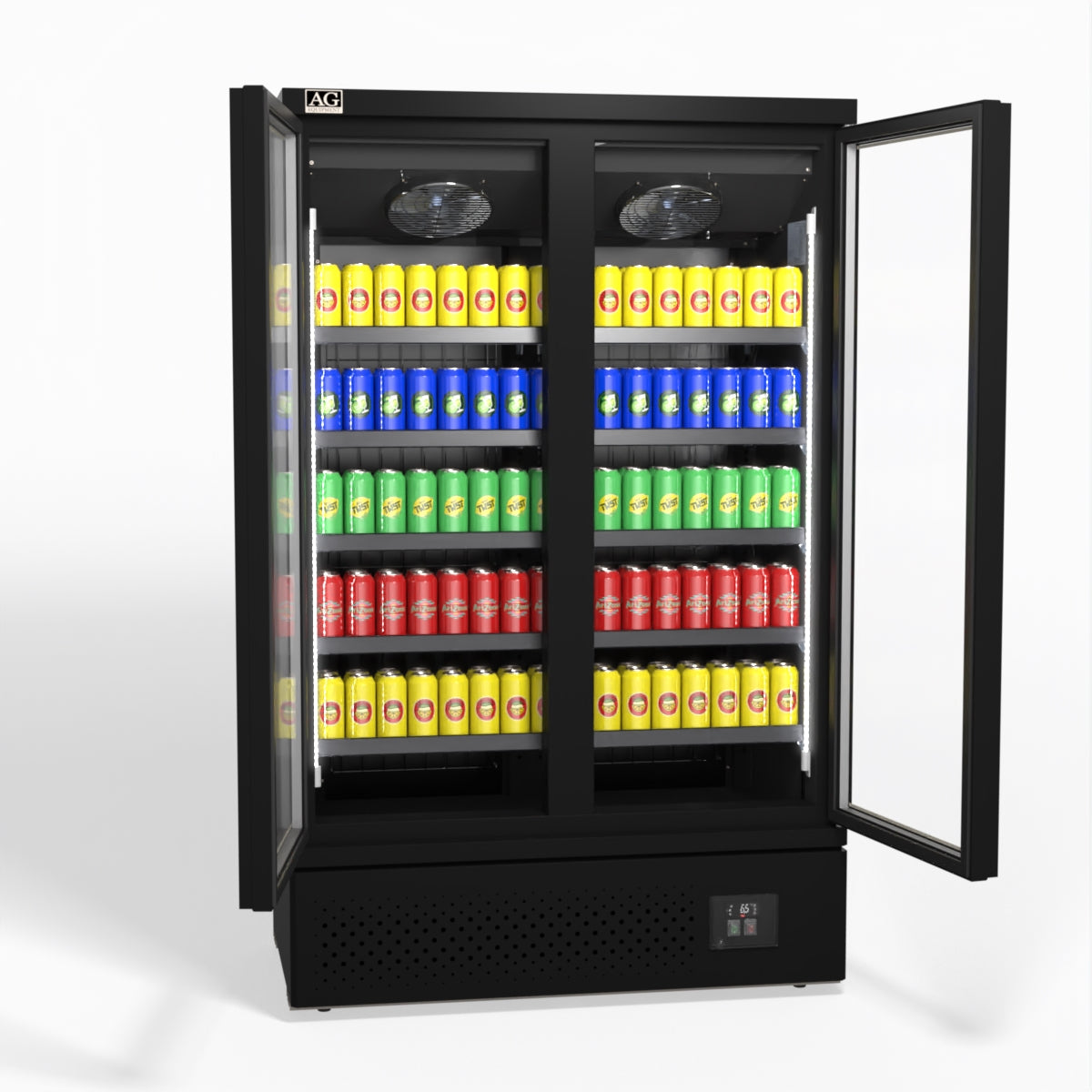 AG Supermarket Two Glass Doors Upright Display Fridge - 1000 Litre CSB1000
