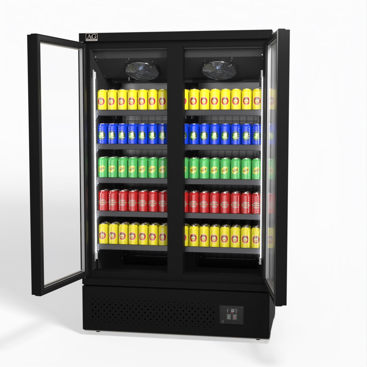 AG Supermarket Two Glass Doors Upright Display Fridge - 1000 Litre CSB1000