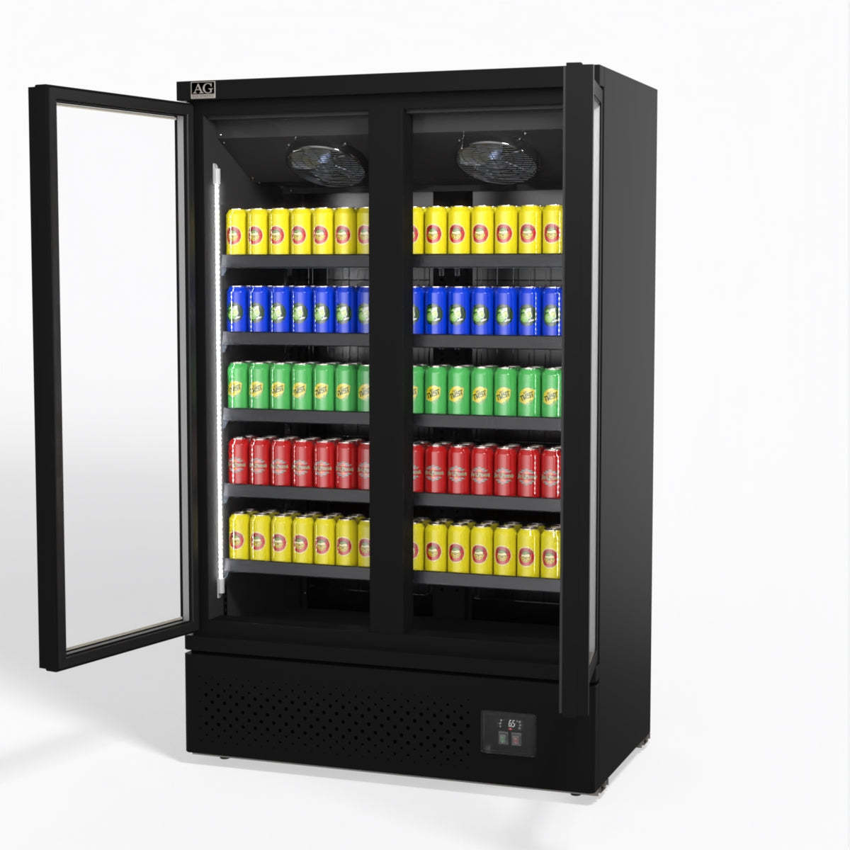 AG Supermarket Two Glass Doors Upright Display Fridge - 1000 Litre CSB1000