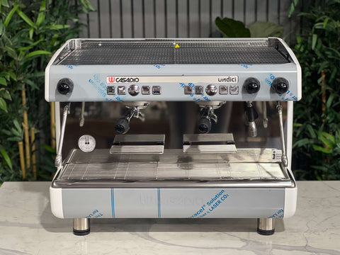 Casadio Undici Brand White - 2 Group Commercial Espresso Machine - Stainless