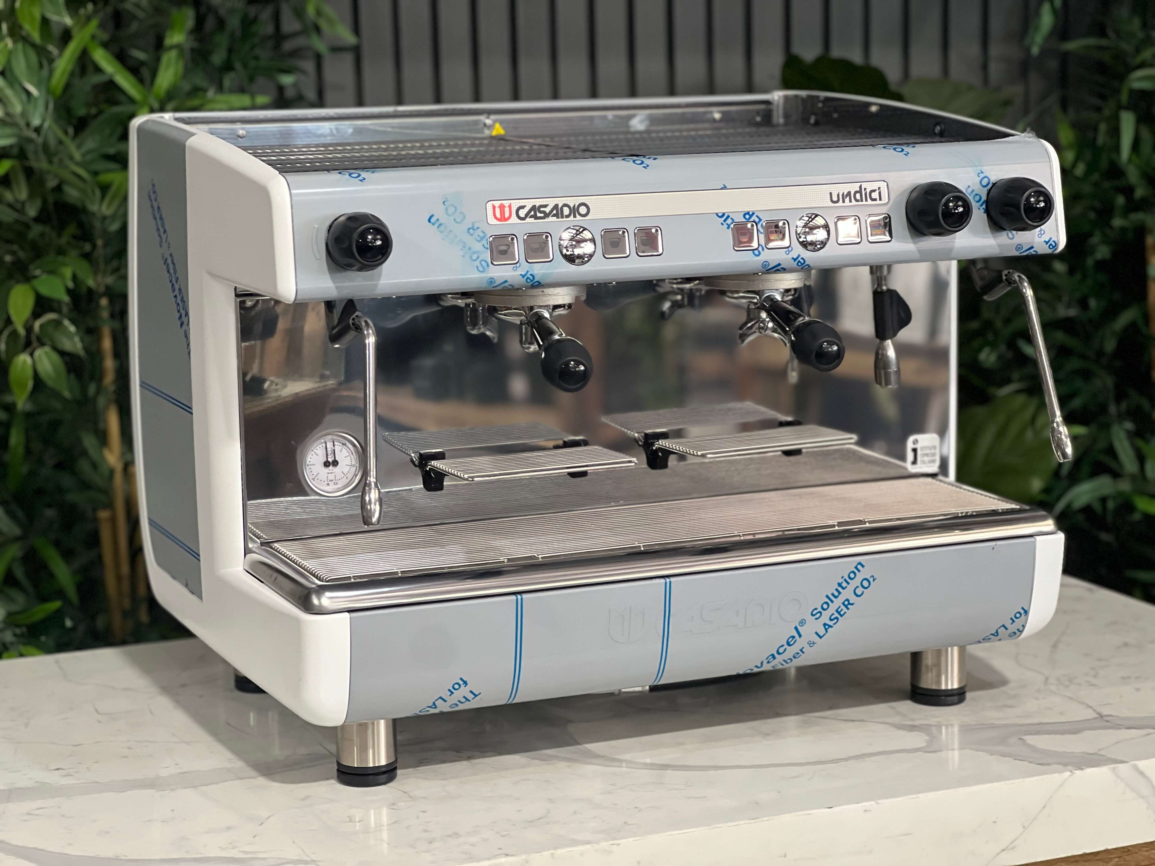 Casadio Undici Brand White - 2 Group Commercial Espresso Machine - Stainless
