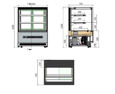 Square Cake Display Fridges 1500mm | Atosa | DF157F