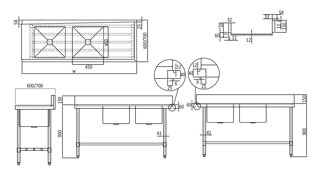 Mixrite Stainless Steel Dishwasher Double Inlet Left Sink - 700mmD WSS27165R