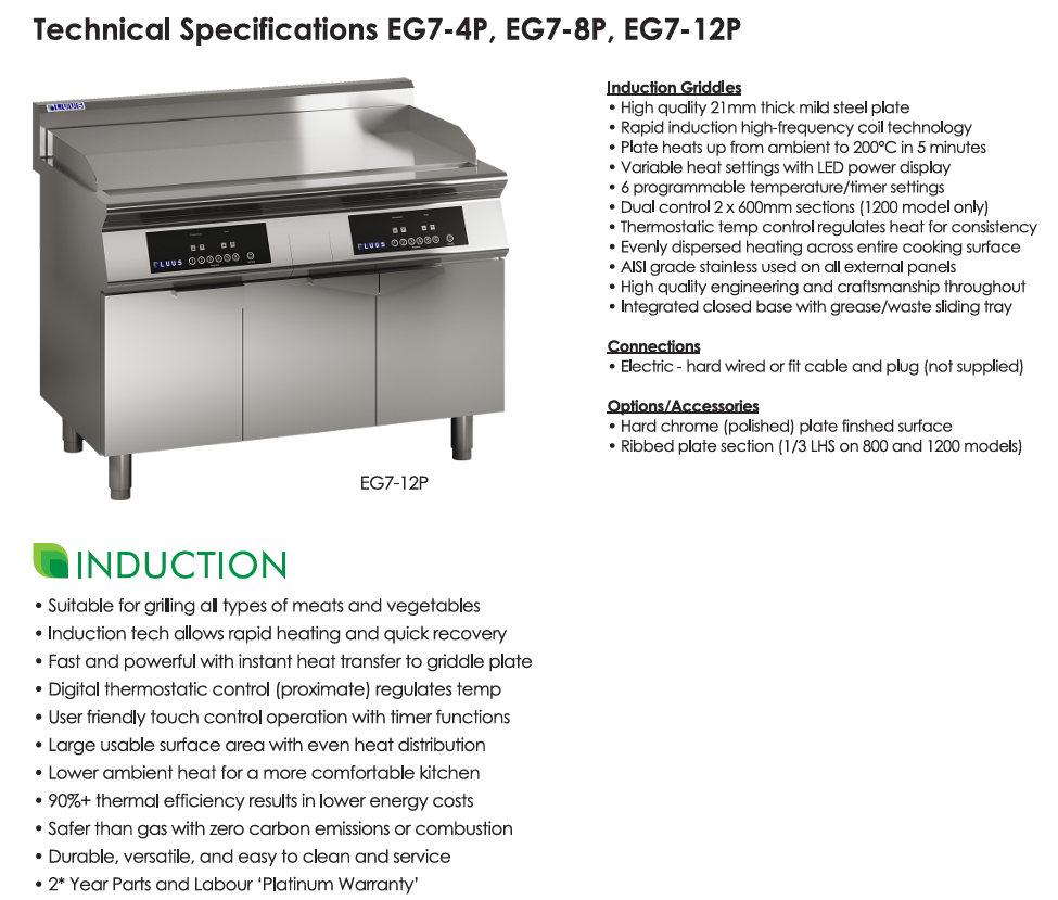 Luus 800mm Induction Griddle EG7-8P