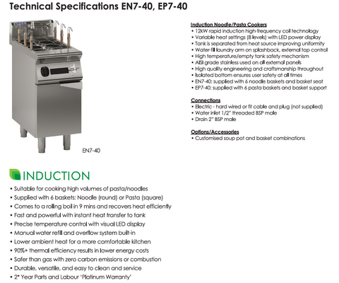 Luus 400mm Induction Pasta Cooker EP7-40