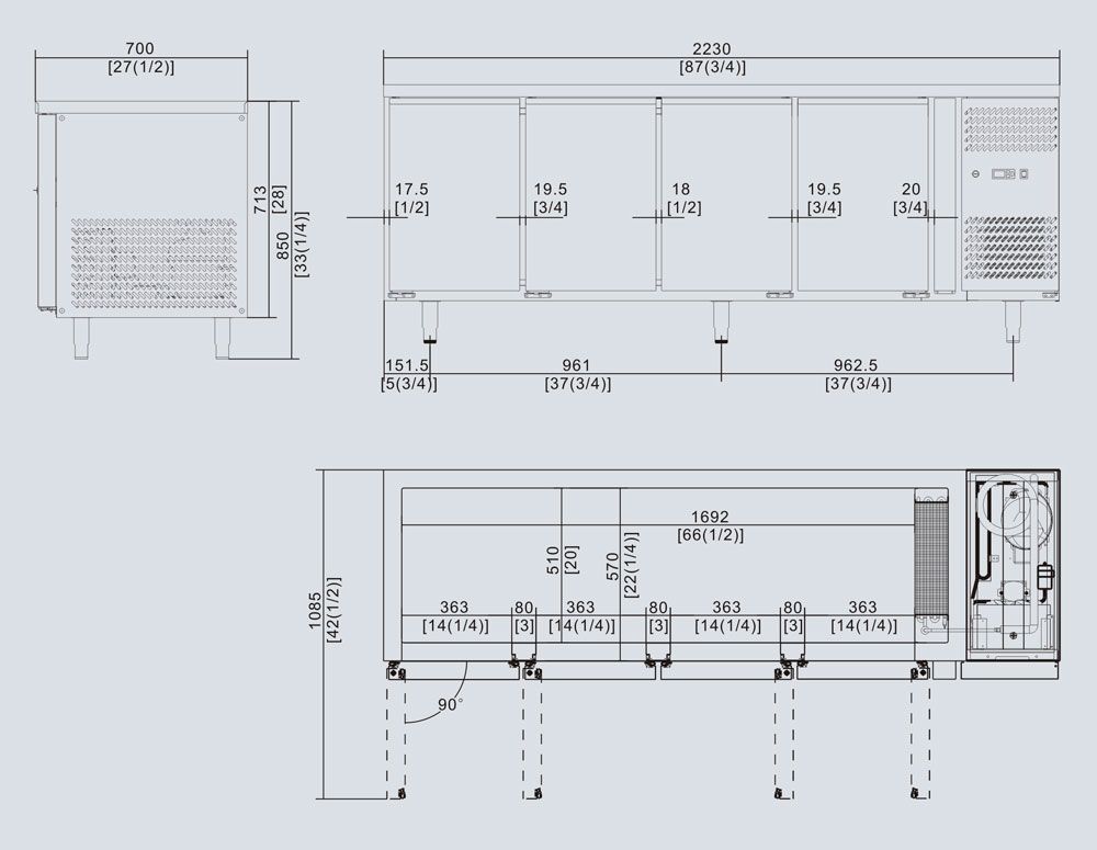 4 Door Bench Freezers Four Door | Atosa | EPF3482
