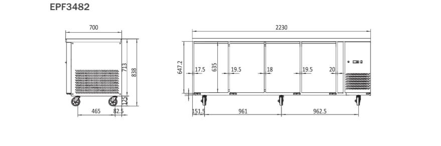 4 Door Bench Freezers Four Door | Atosa | EPF3482