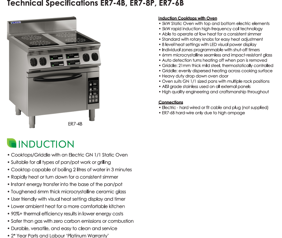 Luus 4 Burner Induction Cooktop with Oven ER7-4B