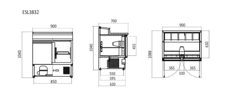 Commercial Salad Bar Fridges Two Door | Atosa | ESL3832