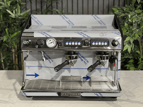 Expobar Megacrem High Cup Flick Taps - 2 Group Commercial Espresso Machine - Stainless