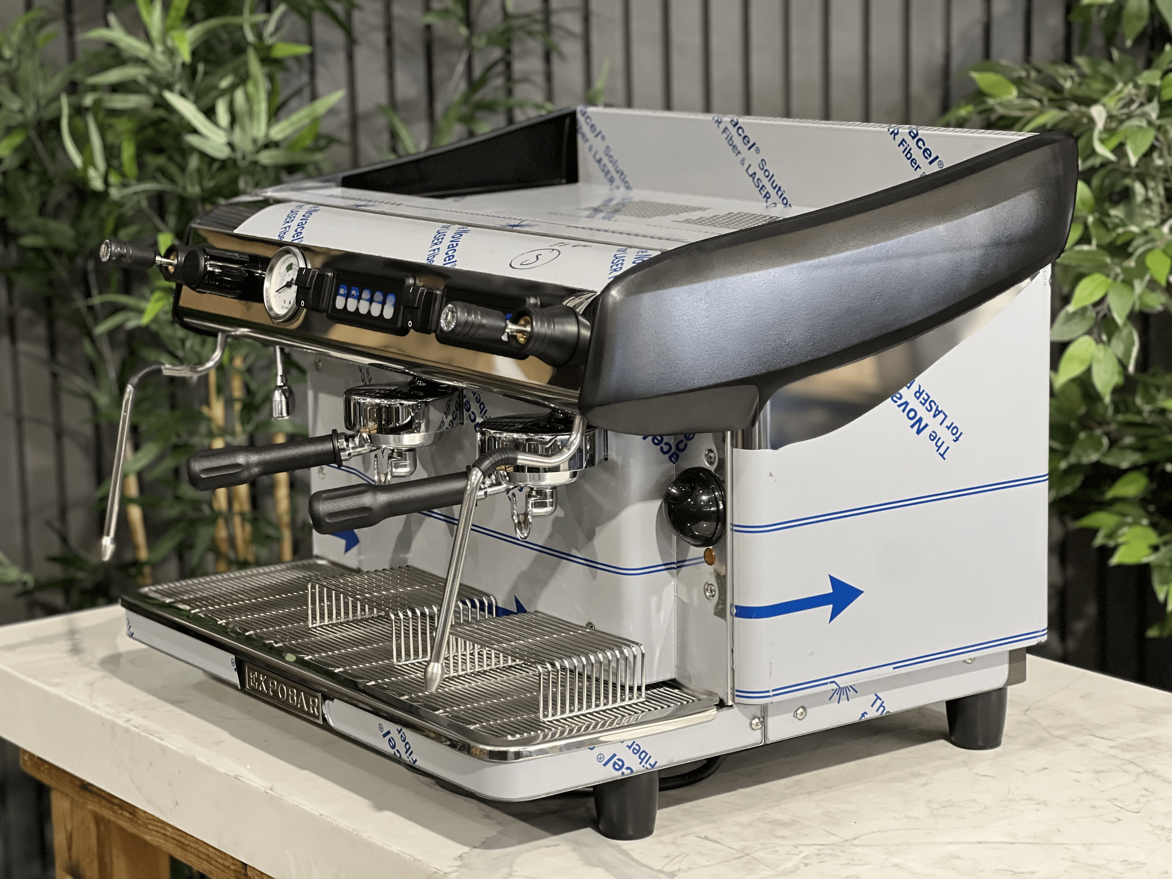 Expobar Megacrem High Cup Flick Taps - 2 Group Commercial Espresso Machine - Stainless