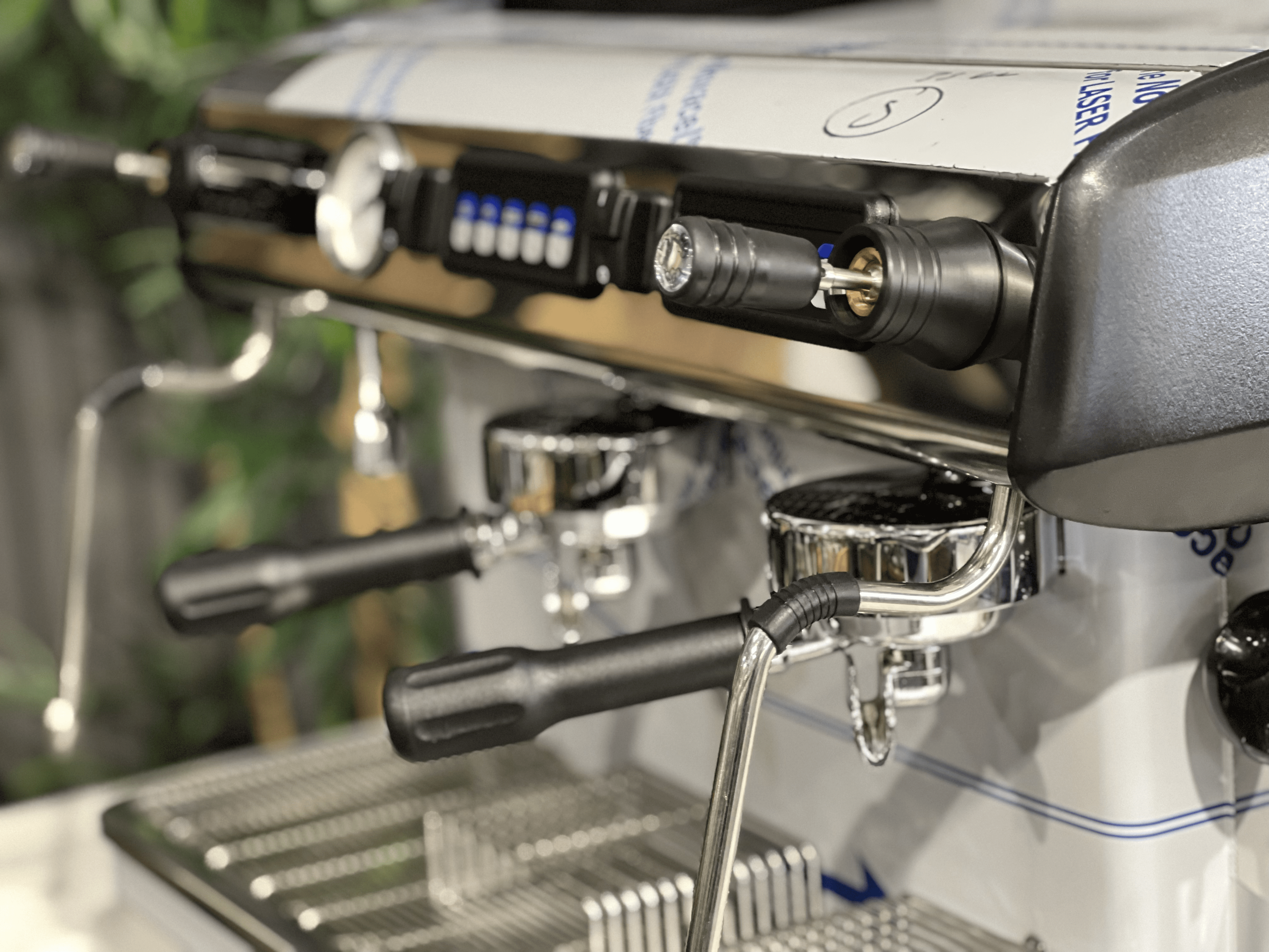 Expobar Megacrem High Cup Flick Taps - 2 Group Commercial Espresso Machine - Stainless