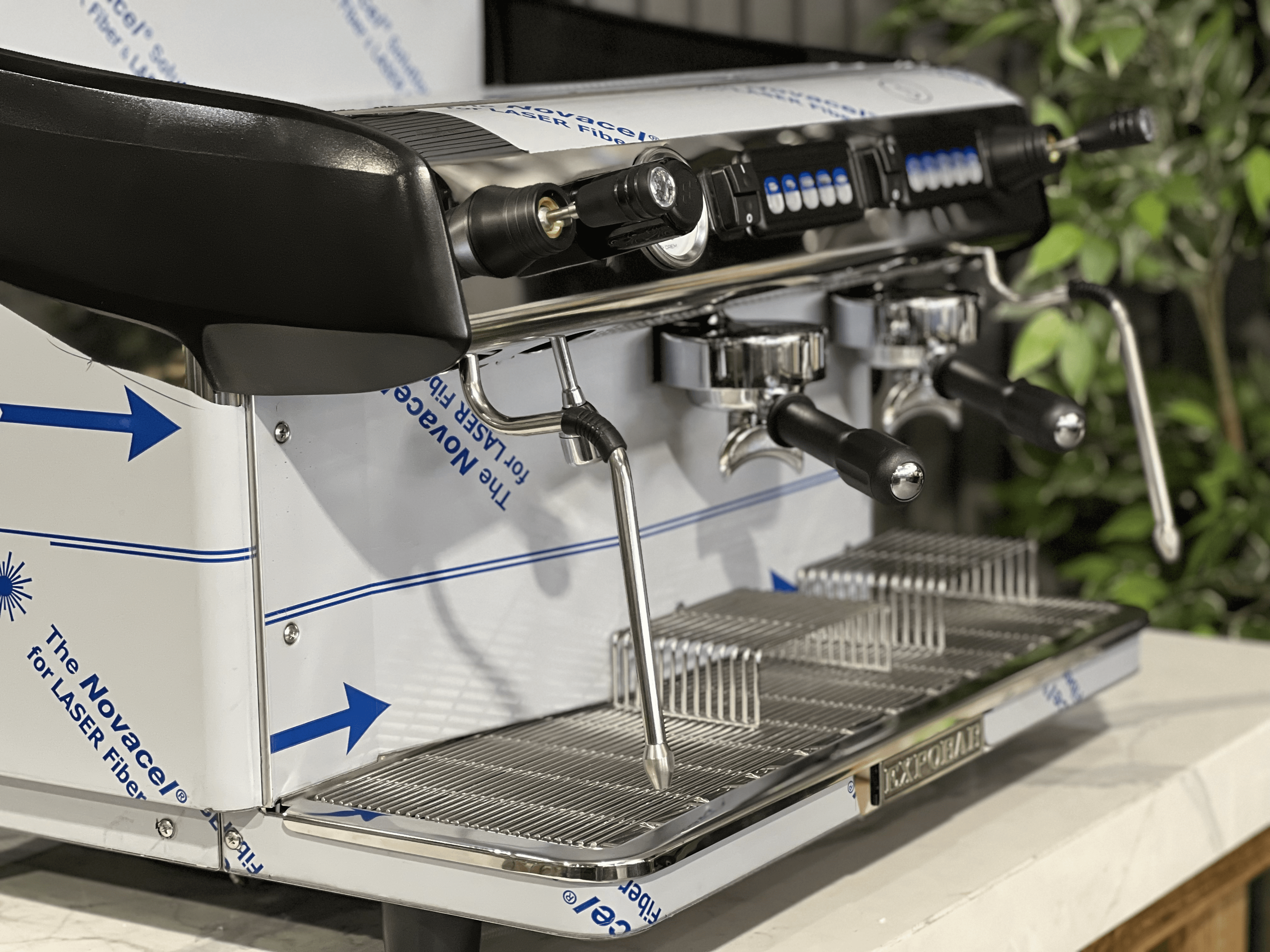 Expobar Megacrem High Cup Flick Taps - 2 Group Commercial Espresso Machine - Stainless