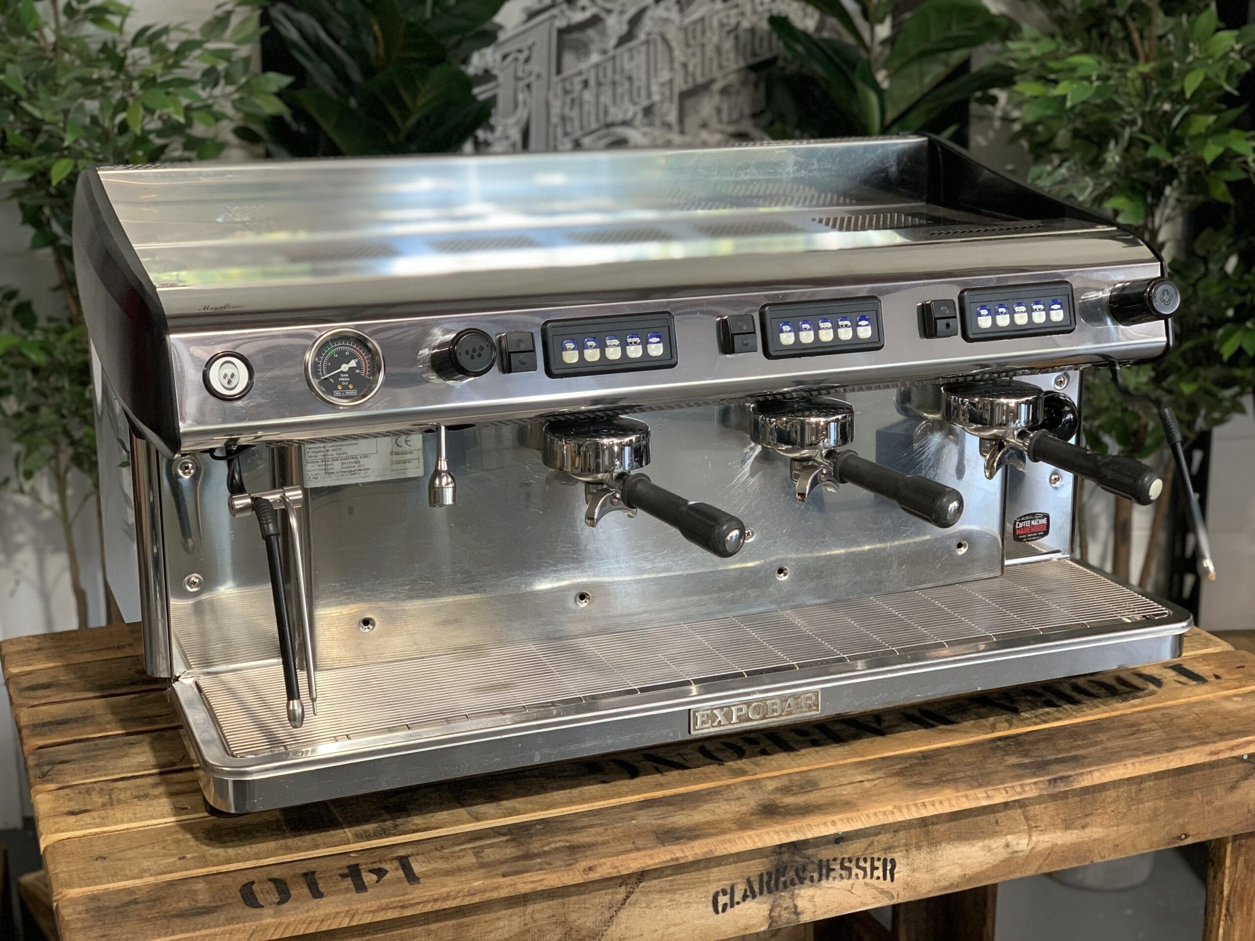 Expobar MegaCrem Auto Steam - 3 Group Commercial Espresso Machine - Stainless Steel