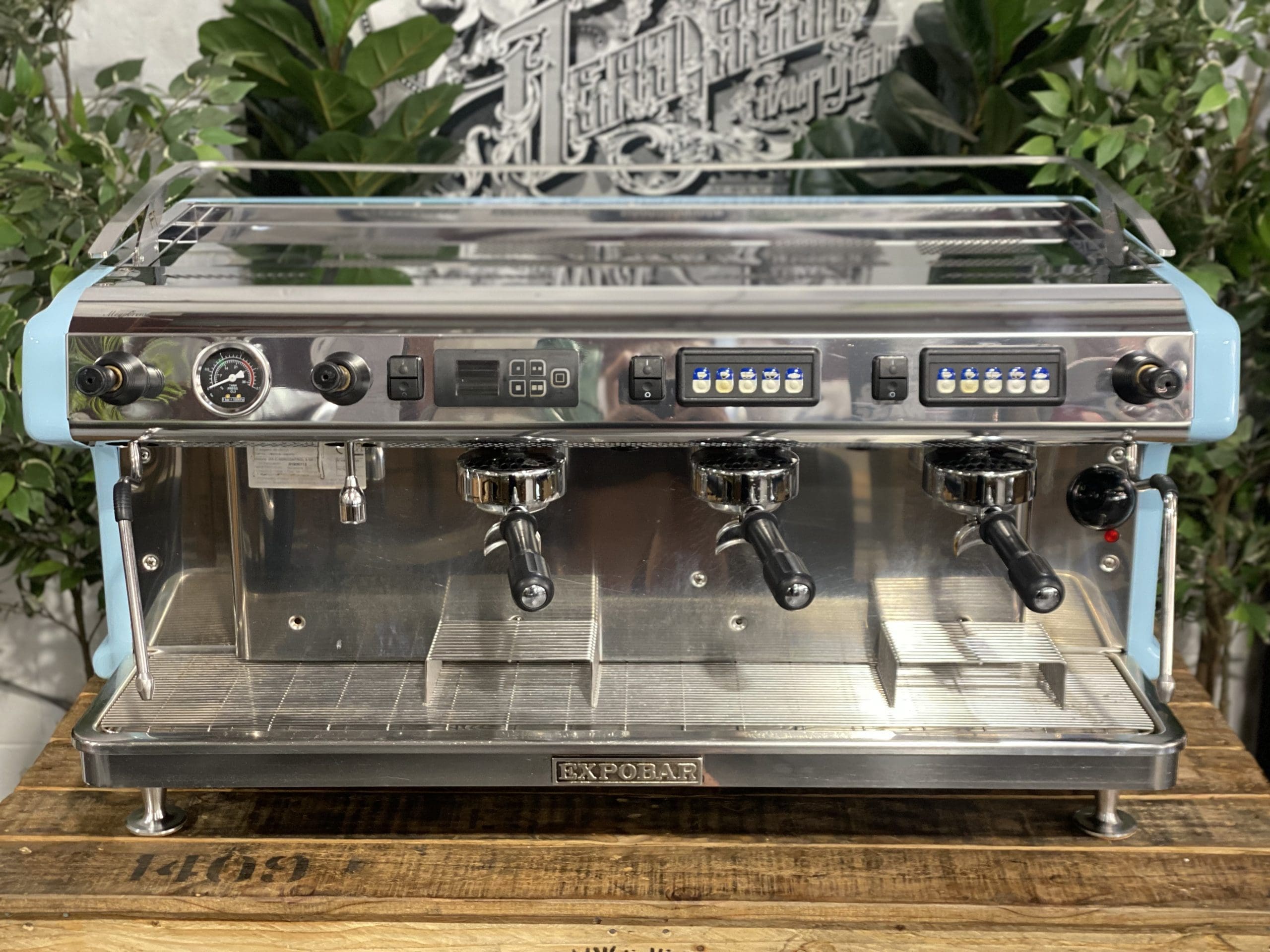 Expobar Ruggero High Cup Baby - 3 Group Commercial Espresso Machine - Blue